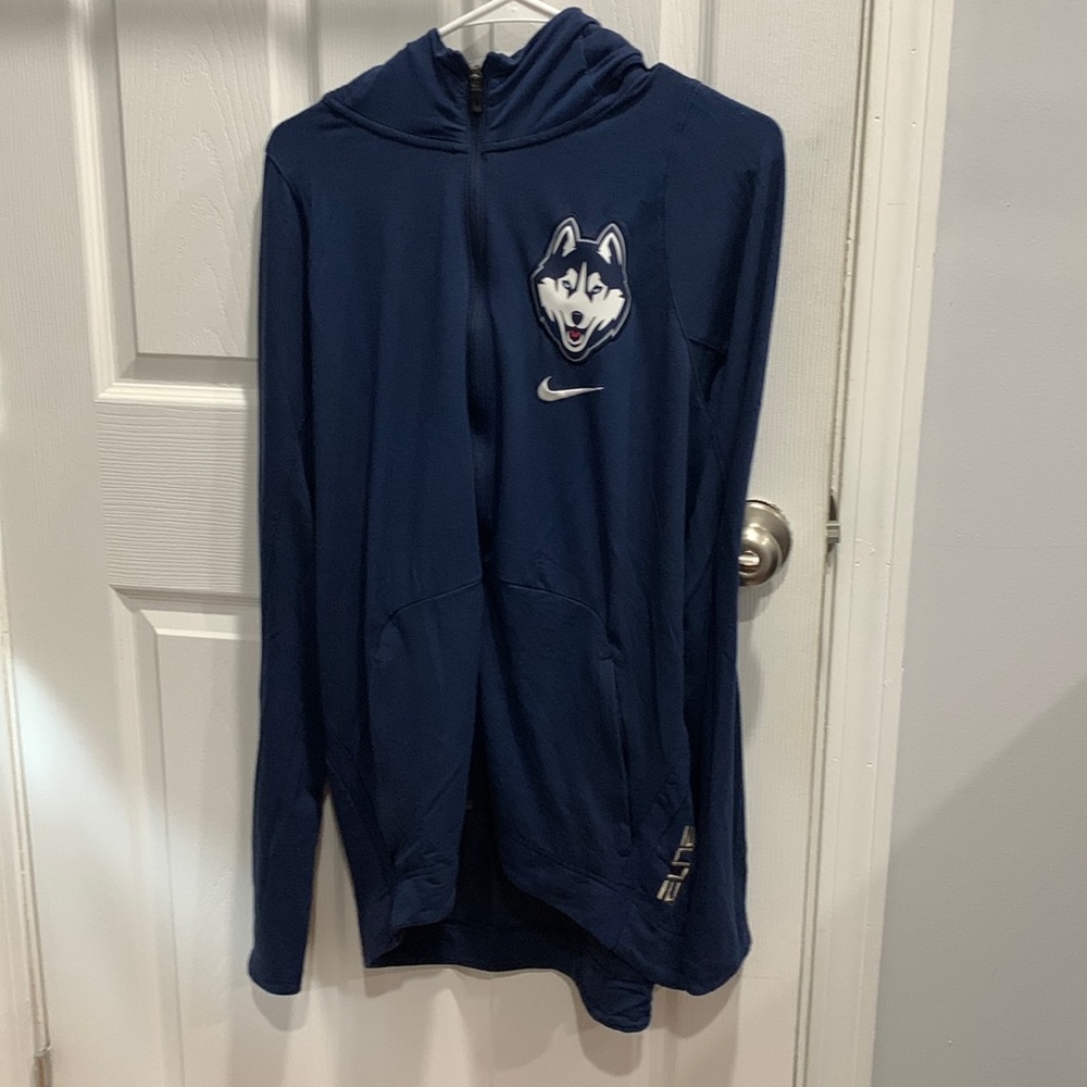 UConn branded blue zip up hoodie. Very lightly worn, great condition. Size large